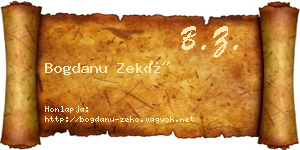 Bogdanu Zekő névjegykártya